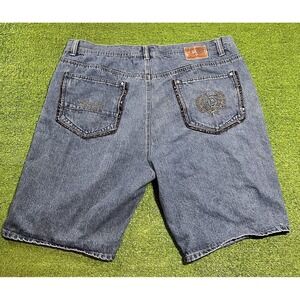 Vintage Phat Farm Shorts Mens 42 Blue Baggy Jeans Denim Jorts Hip Hop Skater Y2K
